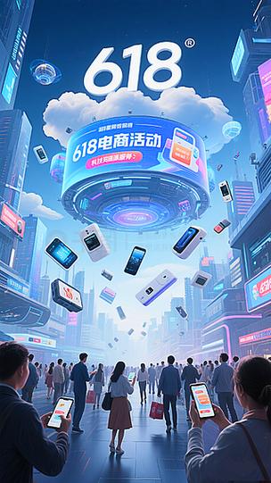 618电商酷炫风格3d海报